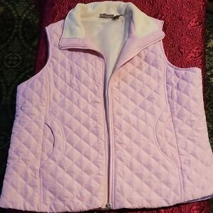Jane Ashley Pink Quilted Vest with Stand-Up Collar